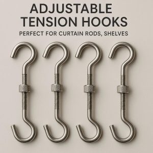 Adjustable Tension Hooks - Perfect for Curtain Rods & Shelves