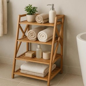 Foldable Bamboo Bathroom Shelving