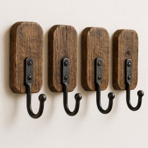 Decorative Wall Hooks - Rustic Wood & Metal Design